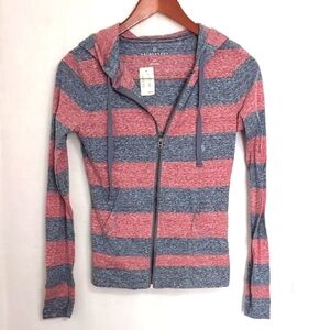 Prince & Fox Red Grey Stripe Zip Up Hooded Jacket Size Small, New with Tags